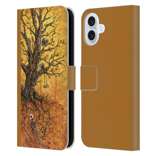 David Lozeau Colourful Art Tree Of Life Leather Book Wallet Case Cover For Apple iPhone 16 Plus