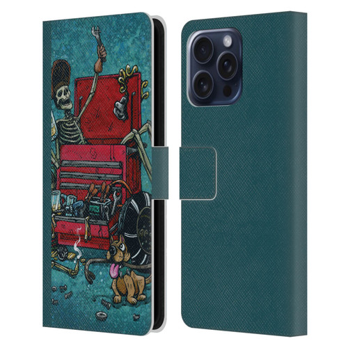 David Lozeau Colourful Art Garage Leather Book Wallet Case Cover For Apple iPhone 16 Pro Max