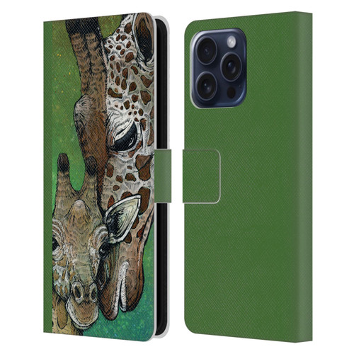 David Lozeau Colourful Art Giraffe Leather Book Wallet Case Cover For Apple iPhone 16 Pro Max