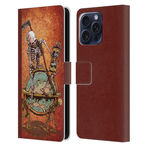 David Lozeau Colourful Art Memento Mori Leather Book Wallet Case Cover For Apple iPhone 16 Pro Max