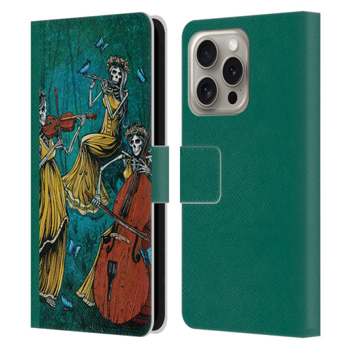 David Lozeau Colourful Art Three Female Leather Book Wallet Case Cover For Apple iPhone 16 Pro
