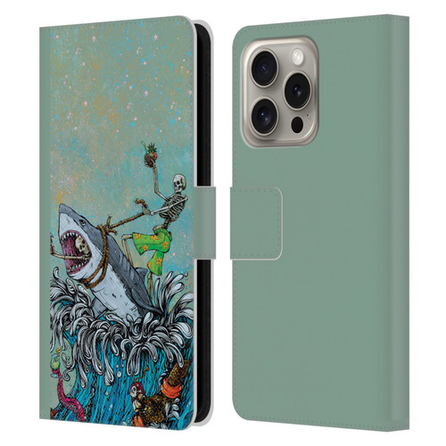 David Lozeau Colourful Art Surfing Leather Book Wallet Case Cover For Apple iPhone 16 Pro