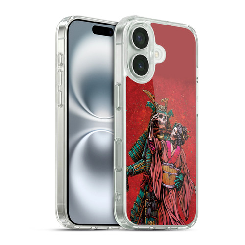 David Lozeau Colourful Art Samurai And Geisha Soft Gel Case for Apple iPhone 16 & MagSafe