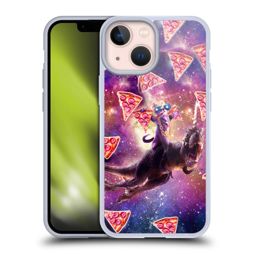 Random Galaxy Space Pizza Ride Thug Cat & Dinosaur Unicorn Soft Gel Case for Apple iPhone 13 Mini