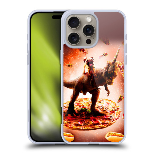 Random Galaxy Space Pizza Ride Pug & Dinosaur Unicorn Soft Gel Case for Apple iPhone 16 Pro Max