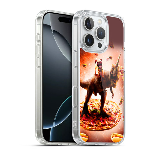Random Galaxy Space Pizza Ride Pug & Dinosaur Unicorn Soft Gel Case for Apple iPhone 16 Pro & MagSafe