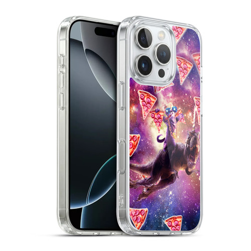 Random Galaxy Space Pizza Ride Thug Cat & Dinosaur Unicorn Soft Gel Case for Apple iPhone 16 Pro & MagSafe