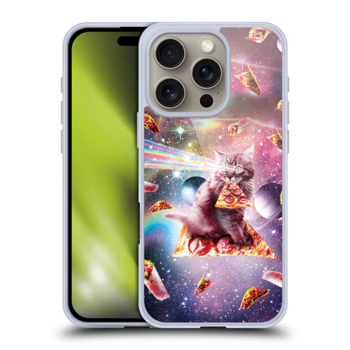 Random Galaxy Space Pizza Ride Outer Space Lazer Cat Soft Gel Case for Apple iPhone 16 Pro