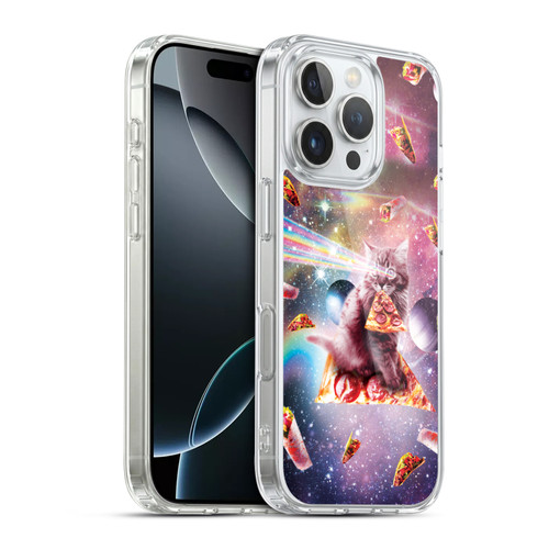 Random Galaxy Space Pizza Ride Outer Space Lazer Cat Soft Gel Case for Apple iPhone 16 Pro & MagSafe