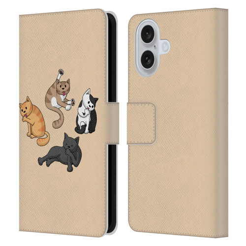 Beth Wilson Doodle Cats 2 Washing Time Leather Book Wallet Case Cover For Apple iPhone 16