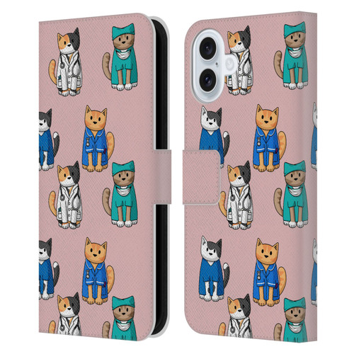 Beth Wilson Doodle Cats 2 Professionals Leather Book Wallet Case Cover For Apple iPhone 16 Plus