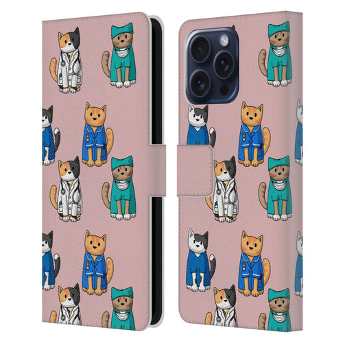 Beth Wilson Doodle Cats 2 Professionals Leather Book Wallet Case Cover For Apple iPhone 16 Pro Max