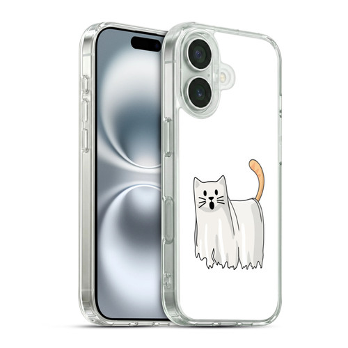 Beth Wilson Doodle Cats 2 Halloween Ghost Soft Gel Case for Apple iPhone 16 & MagSafe