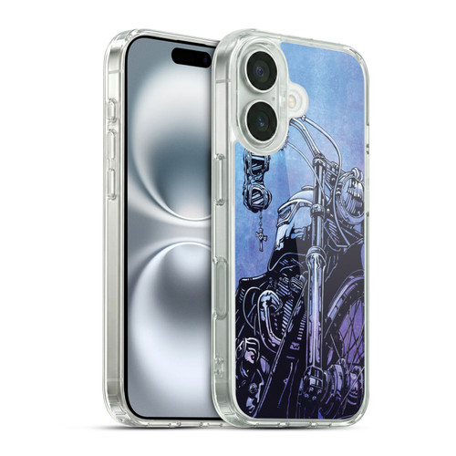 David Lozeau Skeleton Grunge Motorcycle Soft Gel Case for Apple iPhone 16 & MagSafe