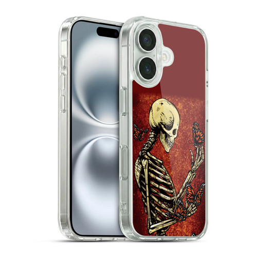 David Lozeau Skeleton Grunge Butterflies Soft Gel Case for Apple iPhone 16 & MagSafe