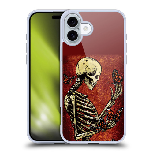 David Lozeau Skeleton Grunge Butterflies Soft Gel Case for Apple iPhone 16 Plus