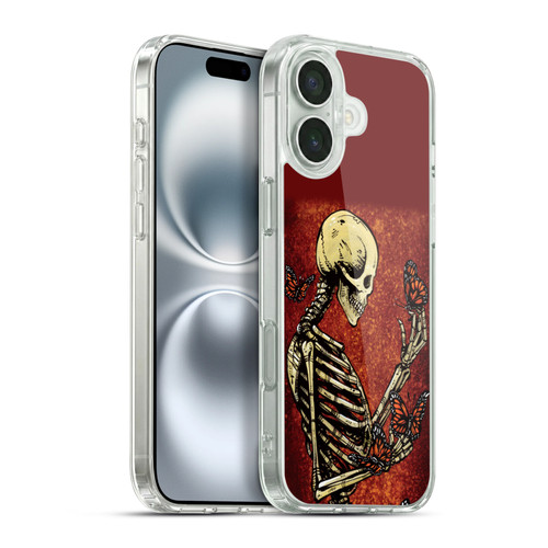 David Lozeau Skeleton Grunge Butterflies Soft Gel Case for Apple iPhone 16 Plus & MagSafe