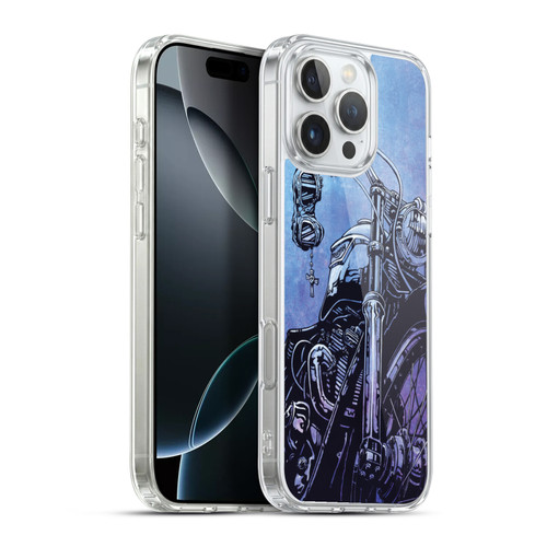 David Lozeau Skeleton Grunge Motorcycle Soft Gel Case for Apple iPhone 16 Pro Max & MagSafe