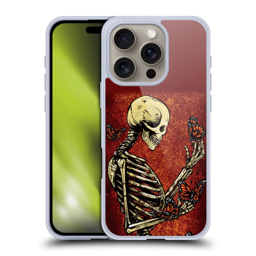 David Lozeau Skeleton Grunge Butterflies Soft Gel Case for Apple iPhone 16 Pro