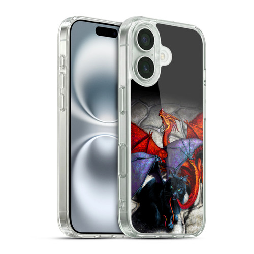 Stanley Morrison Art Bat Winged Black Cat & Dragon Soft Gel Case for Apple iPhone 16 & MagSafe