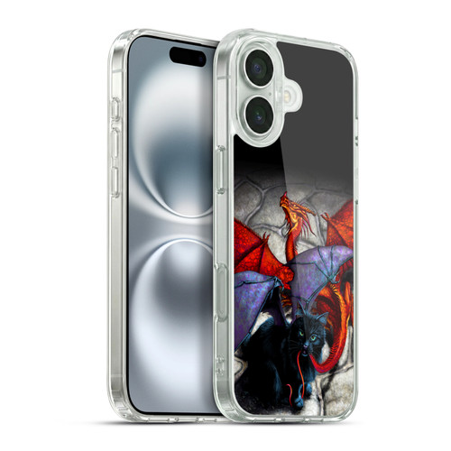Stanley Morrison Art Bat Winged Black Cat & Dragon Soft Gel Case for Apple iPhone 16 Plus & MagSafe