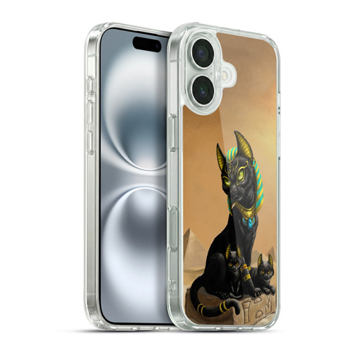 Stanley Morrison Art Egyptian Bastet Cat & Kittens Soft Gel Case for Apple iPhone 16 Plus & MagSafe