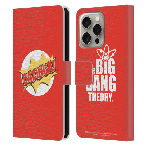 The Big Bang Theory Bazinga Pop Art Leather Book Wallet Case Cover For Apple iPhone 16 Pro