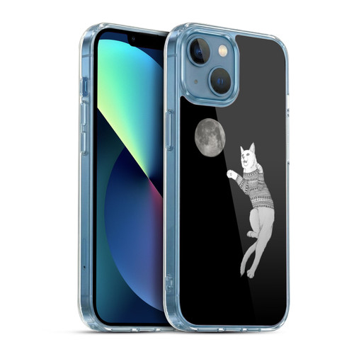 Barruf Animals Cat-ch The Moon Soft Gel Case for Apple iPhone 13 Mini & MagSafe