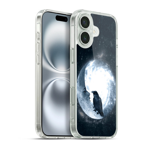 Barruf Animals Crow and Its Moon Soft Gel Case for Apple iPhone 16 Plus & MagSafe