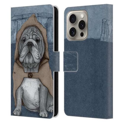 Barruf Dogs English Bulldog Leather Book Wallet Case Cover For Apple iPhone 16 Pro