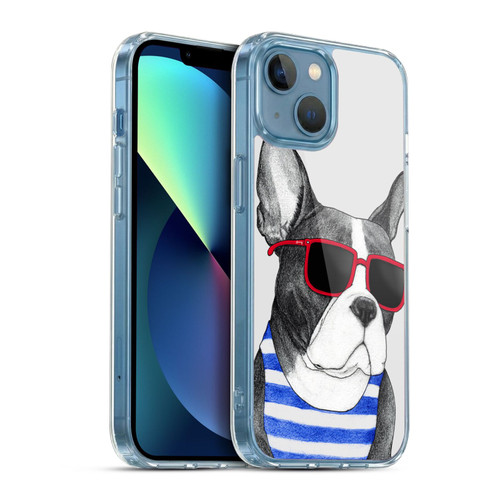 Barruf Dogs Frenchie Summer Style Soft Gel Case for Apple iPhone 13 Mini & MagSafe
