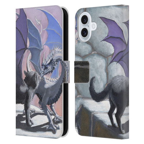 Stanley Morrison Dragons 2 Black Winged Cat Leather Book Wallet Case Cover For Apple iPhone 16 Plus