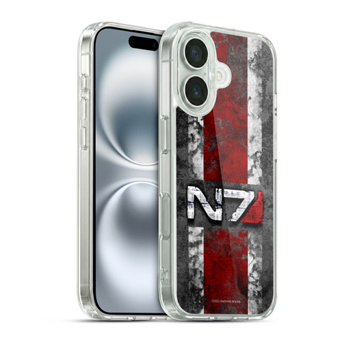 EA Bioware Mass Effect Graphics N7 Logo Distressed Soft Gel Case for Apple iPhone 16 & MagSafe