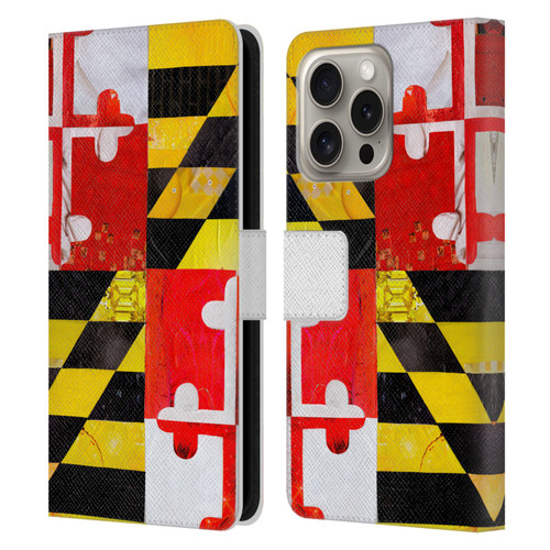 Artpoptart Flags Maryland Leather Book Wallet Case Cover For Apple iPhone 16 Pro