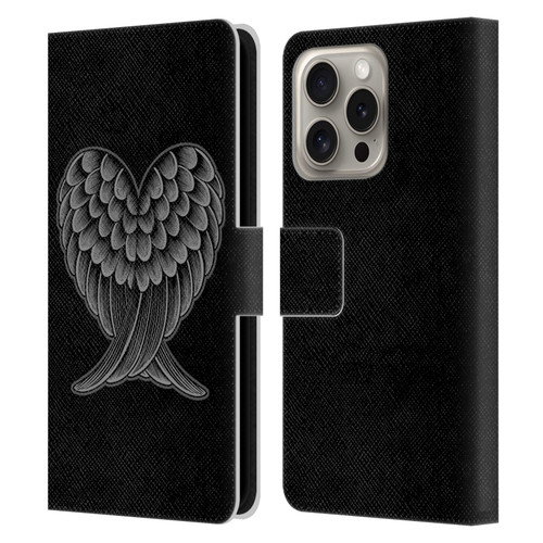 Rachel Caldwell Illustrations Heart Wings Leather Book Wallet Case Cover For Apple iPhone 16 Pro