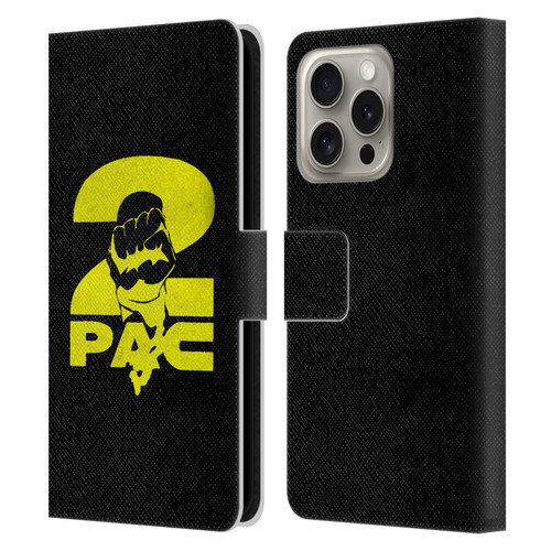 Tupac Shakur Logos Yellow Fist Leather Book Wallet Case Cover For Apple iPhone 16 Pro