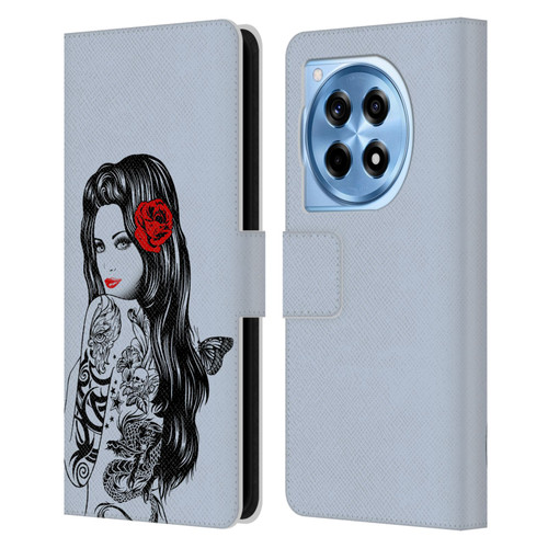 Rachel Caldwell Illustrations Tattoo Girl Leather Book Wallet Case Cover For OnePlus 12R