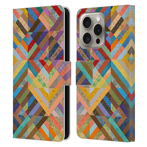 Rachel Caldwell Patterns Superst Leather Book Wallet Case Cover For Apple iPhone 16 Pro