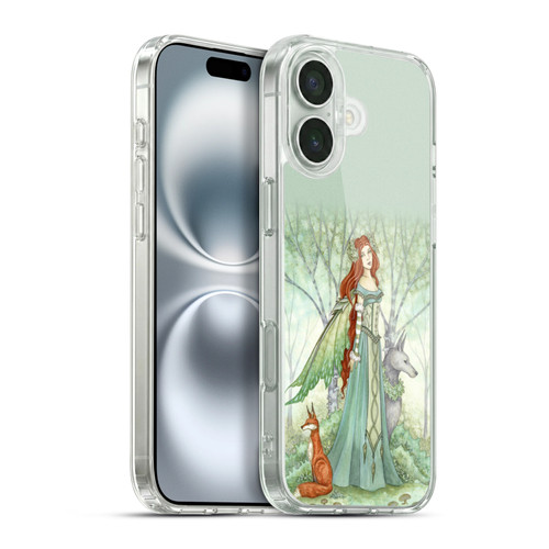 Amy Brown Mystical Art Woodland Fairy With Fox & Wolf Soft Gel Case for Apple iPhone 16 Plus & MagSafe