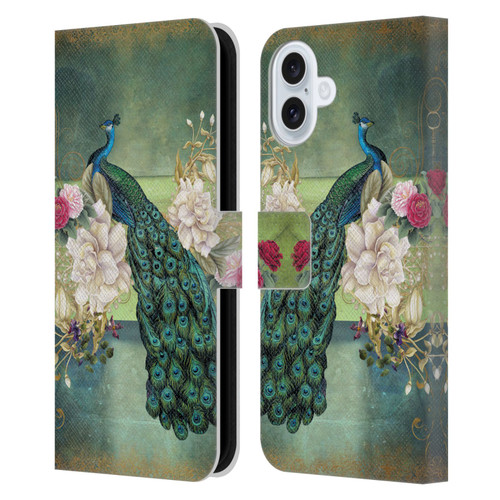 Jena DellaGrottaglia Animals Peacock Leather Book Wallet Case Cover For Apple iPhone 16 Plus