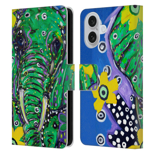 Mad Dog Art Gallery Animals Elephant Leather Book Wallet Case Cover For Apple iPhone 16