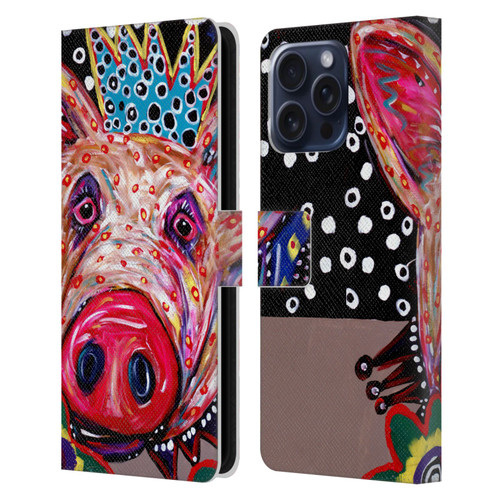 Mad Dog Art Gallery Animals Missy Pig Leather Book Wallet Case Cover For Apple iPhone 16 Pro Max
