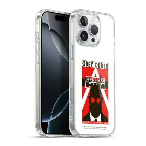 Batman Arkham City Graphics Hugo Strange Obey Order Soft Gel Case for Apple iPhone 16 Pro Max