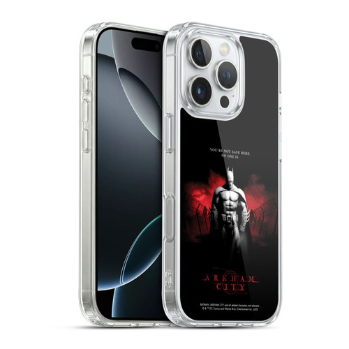 Batman Arkham City Graphics Batman Not Safe Here Soft Gel Case for Apple iPhone 16 Pro