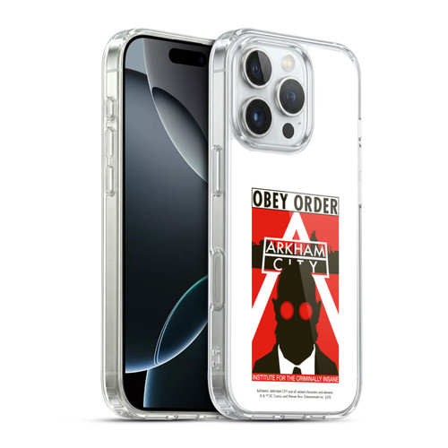 Batman Arkham City Graphics Hugo Strange Obey Order Soft Gel Case for Apple iPhone 16 Pro