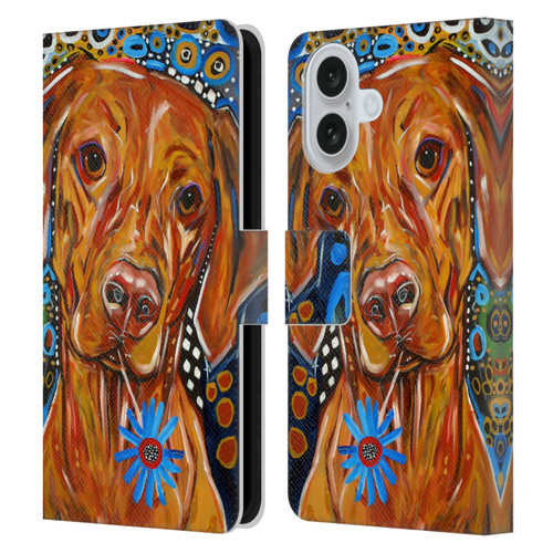 Mad Dog Art Gallery Dogs 2 Viszla Leather Book Wallet Case Cover For Apple iPhone 16