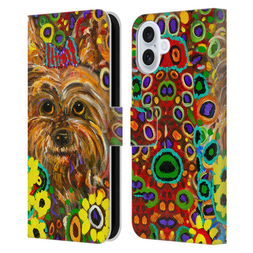 Mad Dog Art Gallery Dogs 2 Yorkie Leather Book Wallet Case Cover For Apple iPhone 16 Plus