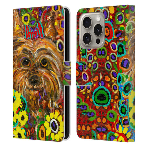 Mad Dog Art Gallery Dogs 2 Yorkie Leather Book Wallet Case Cover For Apple iPhone 16 Pro