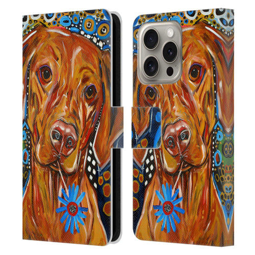 Mad Dog Art Gallery Dogs 2 Viszla Leather Book Wallet Case Cover For Apple iPhone 16 Pro