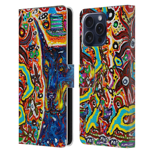 Mad Dog Art Gallery Dog 5 Doberman Leather Book Wallet Case Cover For Apple iPhone 16 Pro Max